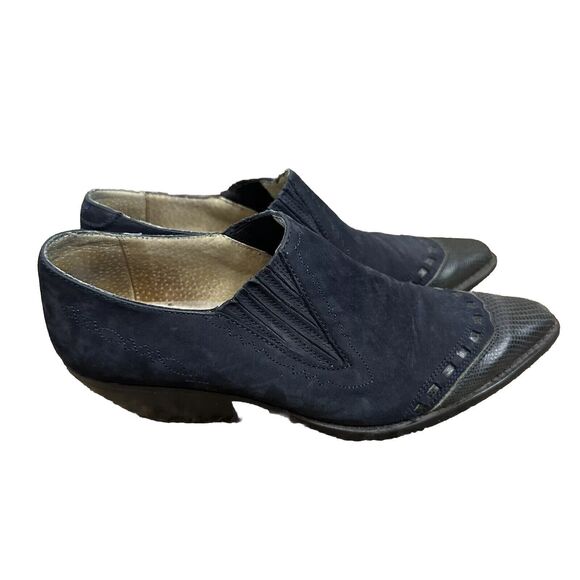 Guess Georges Marciano Blue Leather Western Booties Women's 6 Vintage 80s/90's - Picture 1 of 9